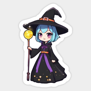 Anime girl witch Halloween Sticker